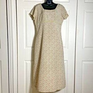 Vintage Express Empire Waist Floral Dress Womens 13/14 Pastel Green 90s Boho